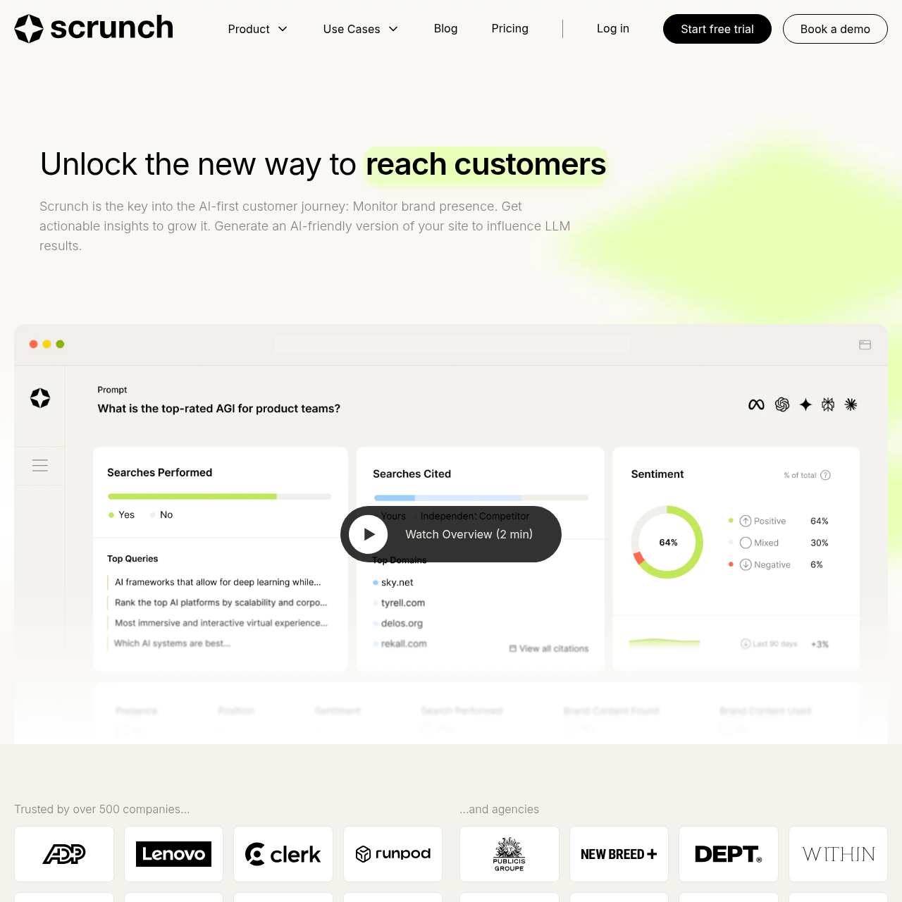 Scrunch homepage screenshot
