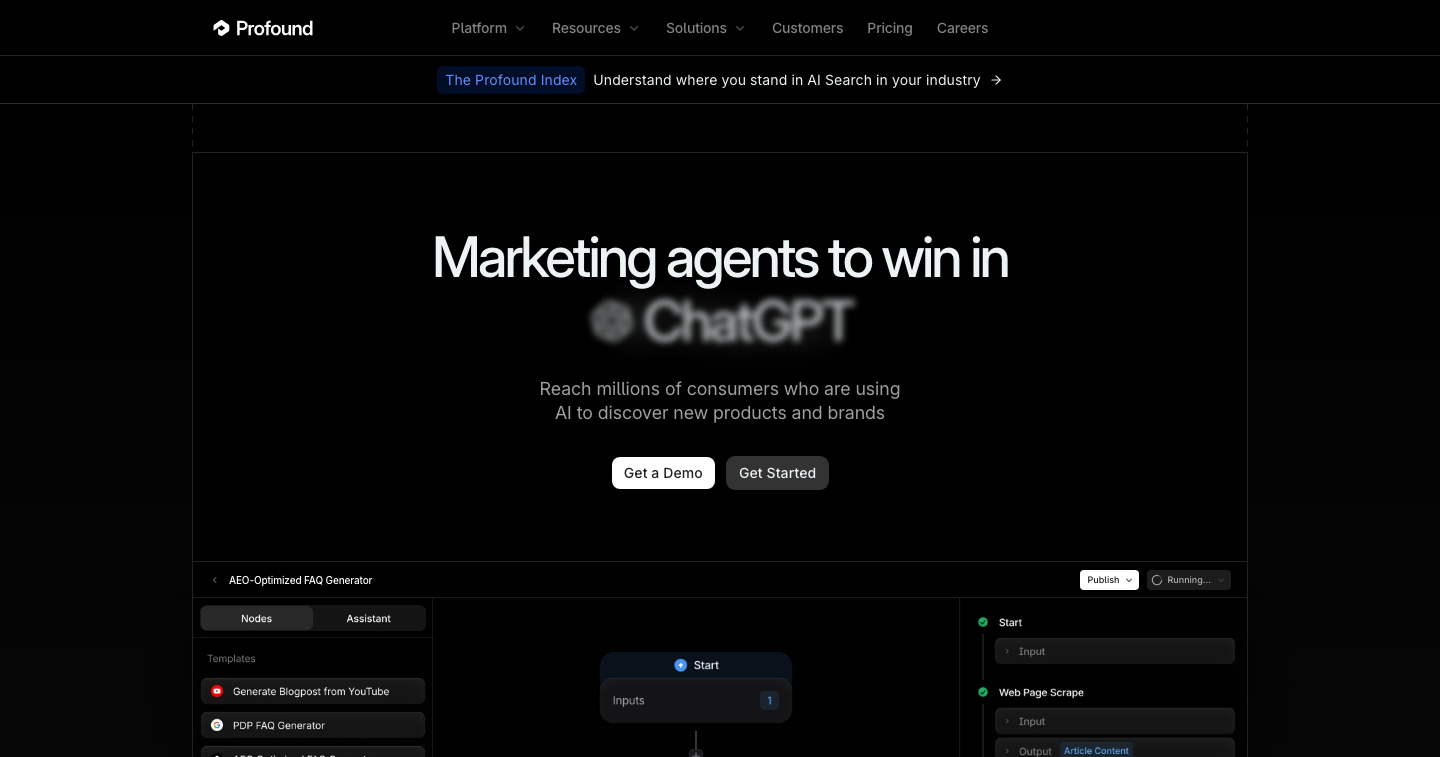 Profound homepage screenshot