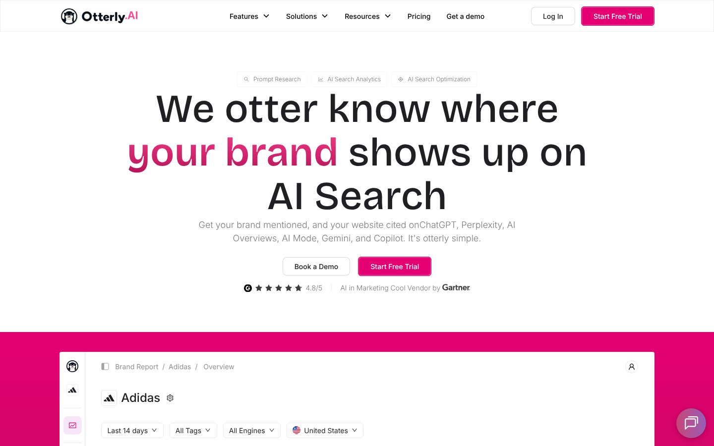Otterly.AI homepage - AI search monitoring tool