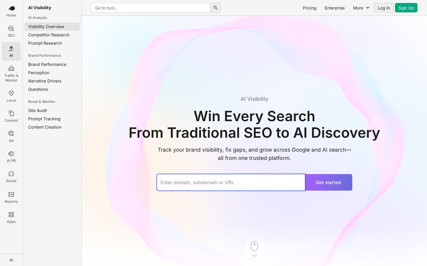 Semrush AI Visibility Toolkit page